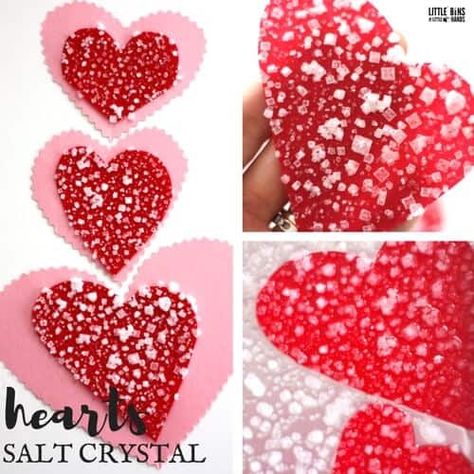 Valentines Stem Activities Preschool, Valenti Es Crafts For Kids, Homemade Crystals, Valentines Science, Hearts For Valentines Day, Pamela Rose, Science Experiments Kids Easy, Science Valentines, Holiday Stem