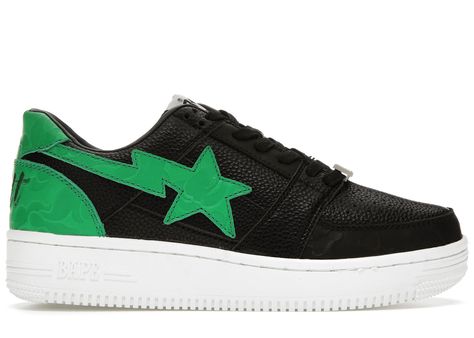 A Bathing Ape Bape Sta Low Gunna Sneakers in Black/Green/White Bape Ape, Bape Shoes, Bape Sneakers, Bape Sta, Ape Bape, Bathing Ape, Hot Sneakers, A Bathing Ape, Us Man