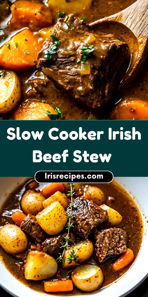 Warm up with this delicious Slow Cooker Irish Beef Stew! Made with tender beef, potatoes, carrots, and a rich Guinness-infused broth, this comforting dish is perfect for St. Patrick’s Day or any cozy night. Let your crockpot do the work while you enjoy the incredible flavors of this classic Irish recipe. Save this Pin for your next meal inspiration Slow Cooker Irish Beef Stew, Beef Stew Easy, Irish Beef Stew Recipe, Crockpot Ground Beef Recipes, Slow Cooker Dinner Ideas, Stew Easy, Crockpot Ground Beef, Irish Beef Stew, Vegan Slow Cooker Recipes