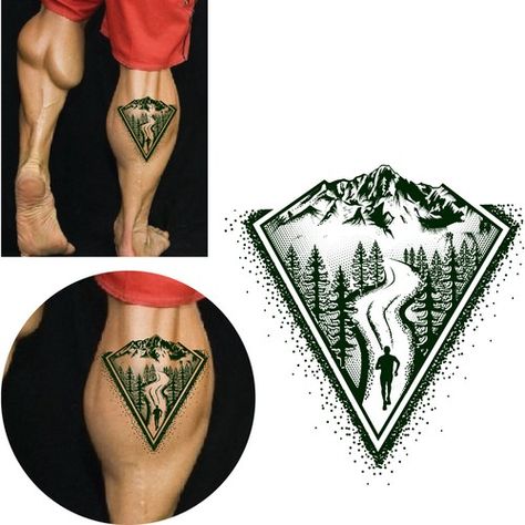 Running Tattoos For Men, Trail Running Tattoo Ideas For Men, Mountain Running Tattoo, Trail Running Tattoo Ideas, Small Running Tattoo, Runners High Tattoo, Running Tattoo Ideas, Ultra Running Tattoo, Running Tattoos