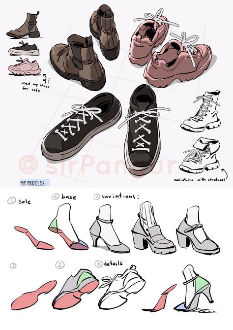 Anime Shoes Drawing, Drawing Shoes, Feet Drawing, Artist Tutorials, Drawing Examples, Anime Shoes, Shoes Drawing, Anatomy Drawing, Figure Drawing Reference