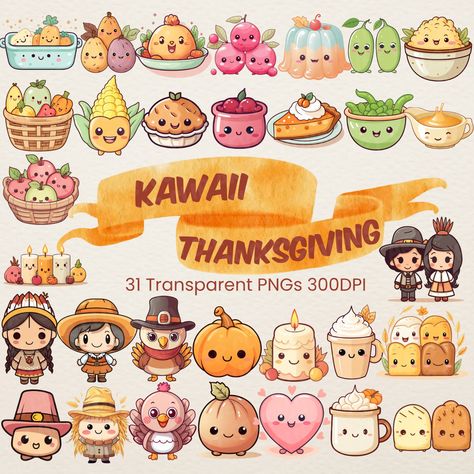 Kawaii Thanksgiving, Thanksgiving Clip Art, Thanksgiving Clipart, Thanksgiving Banner, Thanksgiving Images, Air Dry Clay Projects, Doodle Icon, Thanksgiving Design, Thanksgiving Kids