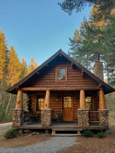 Log Cabin With Garage, Wooden House Interior Design, Cozy House Interior, Wooden House Interior, Wooden Furniture Ideas, Witch Cabin, House Interior Design Ideas, Small Wooden House, Small House Interior Design