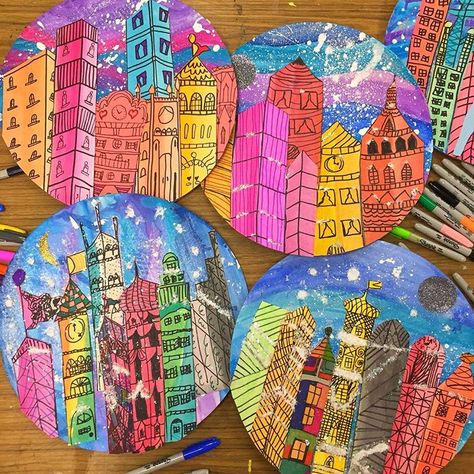 Y’all. I’m loving these fourth grade snow globe cities! Finishing them next week by adding a stand and a title to our imagined city. Lesson… Snow Globe Art Lesson, Snow Globe Art Project, Art Projects For Middle School, Snow Globe Art, Middle School Life, Winter Art Lesson, Cassie Stephens, Art Lessons Middle School, Winter Art Projects