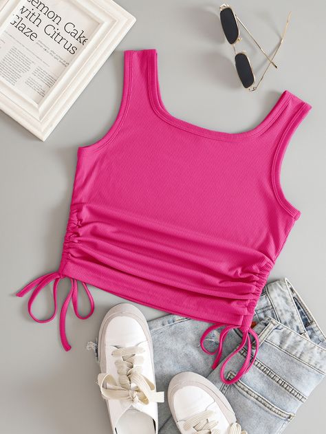 Crop Tops Short Sleeve, Cute Summer Tops For Teens, Preppy Tank Tops, Top Rojo, Teal Outfits, Preppy Tops, Top Summer Outfits, Cute Summer Tops, Summer Outfits For Teens