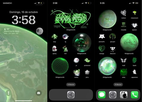 Neon Ios 16 Wallpaper, Ios Theme Green, Phone Themes Green, Neon Green Widget, Green Ios Layout, Green Iphone Layout, Green Phone Theme, Neon Green Wallpaper, Wallpaper Background Ideas