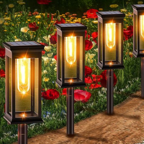 Solar Pathway Lights Outdoor, 6 Pack Solar Lights Outdoor Waterproof IP65, Auto On/Off Pathway Lights Solar Powered Garden Lights for Walkway Yard Backyard Lawn Landscape Lighting Decorative Landscape Pathway Lighting, Solar Yard Lights, Solar Powered Garden Lights, Walkway Lighting, Solar Path Lights, Solar Landscape Lighting, Solar Landscape, Led Landscape Lighting, Pathway Lights