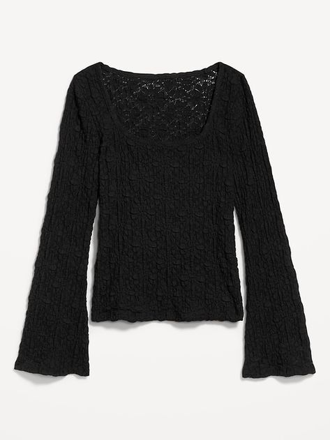 Textured Lace Scoop-Neck Top | Old Navy Business Casual Top, Stockholm Fashion, Black Lace Tops, Scoop Neck Top, Dressy Tops, Tops Fall, Mom Outfits, Dream Clothes, Lace Tops