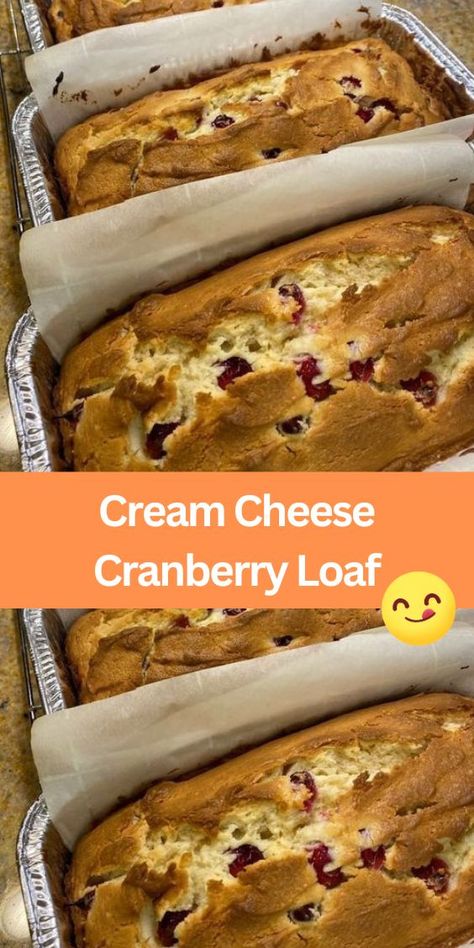 Cream Cheese Cranberry Loaf - Discover the delightful flavors of our Cream Cheese Cranberry Loaf recipe! This easy-to-make treat combines creamy goodness with tangy cranberries for... Orange Cranberry Loaf, Cranberry Loaf, Apple Dessert Recipes Easy, Cranberry Bread Recipes, Cranberry Dessert, Cream Cheese Bread, Cranberry Orange Bread, Microwave Fudge, Cranberry Orange Muffins