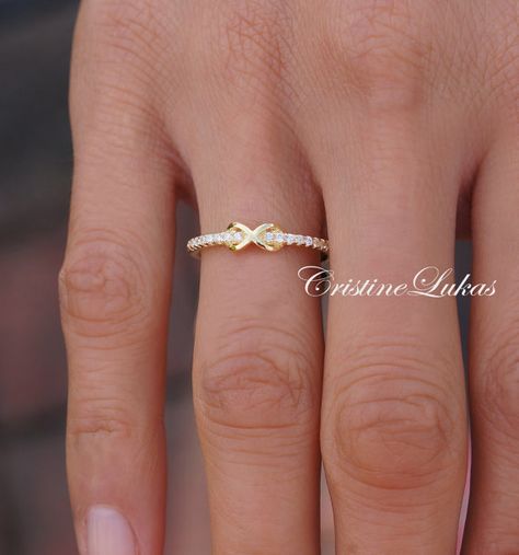 Sterling Silver Infinity Ring With Clear CZ Stones  Criss Rose Gold Infinity Ring, Wedding Dress Fantasy, Gold Infinity Ring, Infinity Knot Ring, Grandmother Granddaughter, Infinity Rings, Ring Bands, Infinity Knot, Gold Bride Jewelry