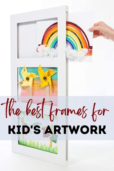 Kids Artwork Frames, Children Artwork Display, Diy Art Frame, Frames For Kids Artwork, Storing Kids Artwork, Hanging Kids Art, Hanging Kids Artwork, Display Kids Artwork, Kids Art Display Wall