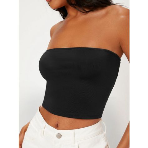 Basic Solid Crop Tube Top Size 6 (Medium) Body Measurements Bust 35.4-37" Waist Size 27.6-29.1" Product Measurements Bust 31.1" Length 15.2/10.1" ===== Size 8/10 (Large) Body Measurements Bust 37-39.4" Waist Size 29.1-31.5" Product Measurements Bust 33.5" Length 15.5/10.2" Material: Fabric Composition: 90% Polyester, 10% Elastane Color: Black Style: Casual Pattern Type: Plain Neckline: Strapless Sleeve Length: Sleeveless Length: Crop Fit Type: Slim Fit Fabric: Medium Stretch Care Instructions: M Crop Tube Top, Top Strapless, Black Floral Top, Womens Halter Tops, Vintage Crop Tops, Cropped Tube Top, Print Crop Tops, Bandeau Top, Basic Tops