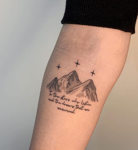 To The Dreams That Are Answered Tattoo, To All The Stars Who Listen, Acotar To The Stars Who Listen Tattoo, A Court Of Mist And Fury Tattoo Ideas, Nightcourt Acotar Tattoo, To The Stars That Listen And The Dreams, To The Dreams That Are Answered, Acotar Tattoos To The Stars Who Listen, To All The Stars Who Listen Tattoo