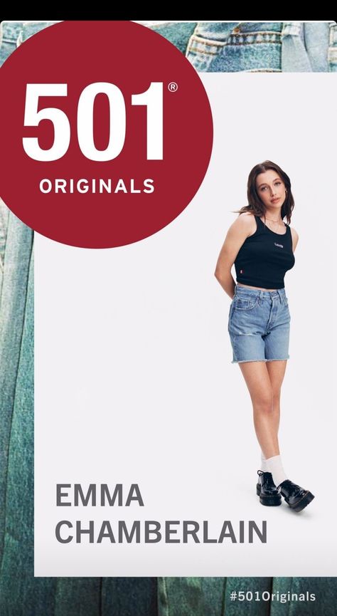 emma for Levi's 501 originals Levis 501 Original, Emma Chamberlain, Levi's 501, Levi Strauss & Co, Fun Quotes Funny, Love Her, Levi's, Capri Pants, The Originals