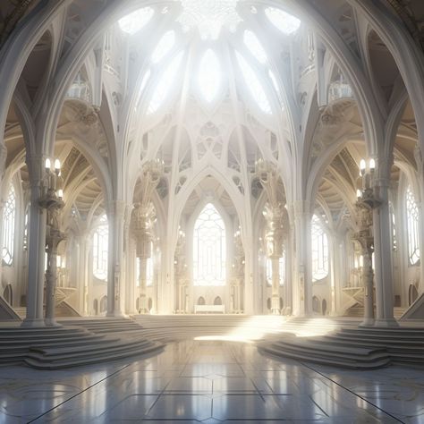 White Kingdom Aesthetic, Goddess Temple Concept Art, Fantasy Temple Aesthetic, Ethereal Ballroom, White Castle Interior, Angelic Architecture, Fantasy Temple Interior, Fantasy Temple Art, Temple References