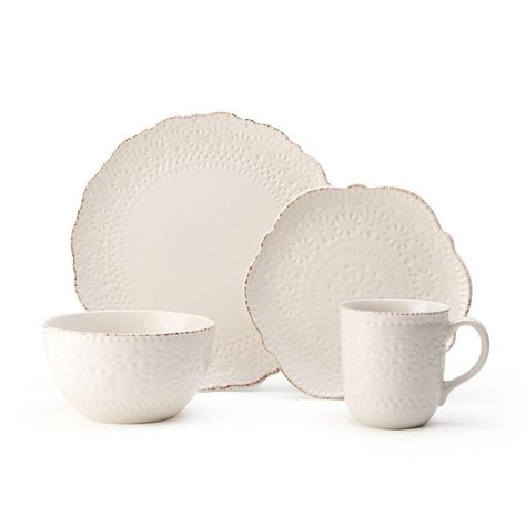 Chateau Cream 16 Piece Dinnerware Set, Service for 4 Cream Dinnerware, Plates And Bowls Set, Stoneware Dinnerware Sets, Regal Design, Everyday Dishes, Stoneware Dishes, White Dinnerware, Stoneware Dinnerware, Melamine Plates