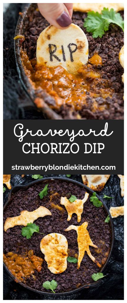 Graveyard Dip Halloween, Mexican Halloween Food, Halloween Mexican Food, Halloween Dips For Parties, Halloween Meals For Party, Graveyard Dip, Halloween Tortilla, Halloween Dips, Chorizo Beans