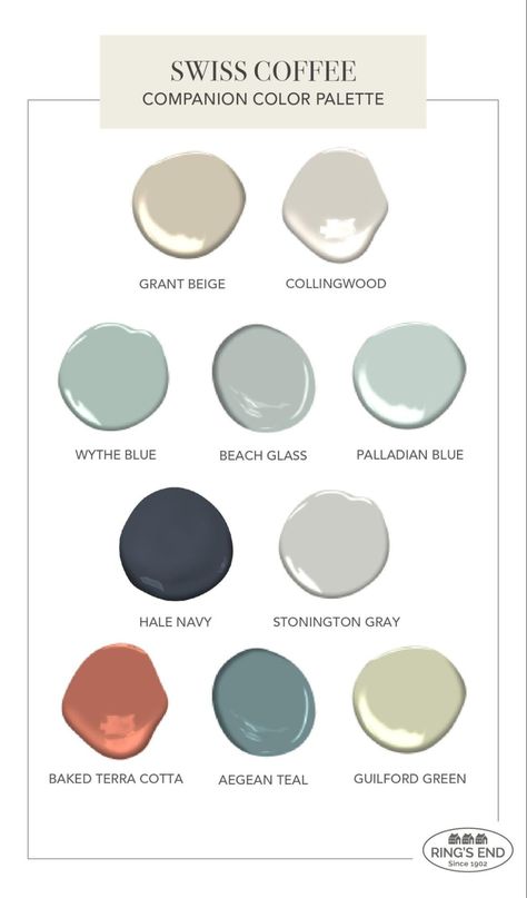 Benjamin Moore Hale Navy And Swiss Coffee, Swiss Coffee Colour Palette, Swiss Coffee Benjamin Moore Color Palette, Behr Swiss Coffee Kitchen Cabinets, Whole House Paint Scheme 2023 Benjamin Moore, Swiss Coffee Benjamin Moore Kitchen, Swiss Coffee Color Scheme, Swiss Coffee Bedroom Ideas, Swiss Coffee Benjamin Moore Color Scheme