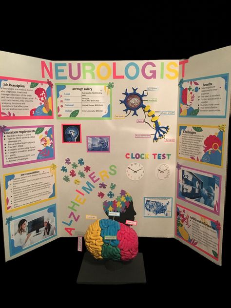 Science Fair Ideas For High School, Trifold Poster Board Ideas Medical, Epq Presentation Board, Hosa Week Ideas, Career Project Poster Board, Trifold Display Board Ideas, Cute Trifold Poster Board Ideas, Trifold Project Board Ideas, Trifold Board Ideas