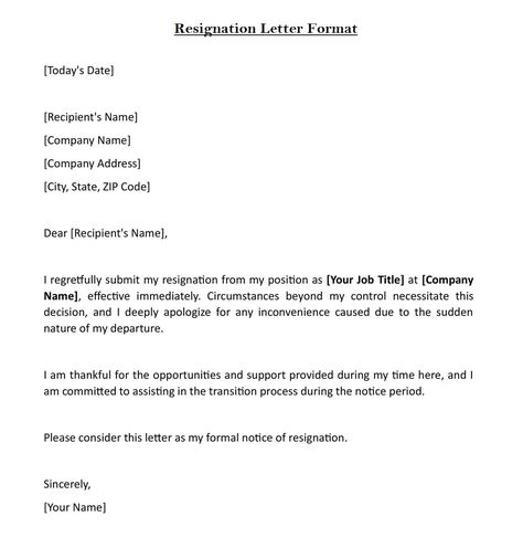 Resignation Letter Sample [Today’s Date] [Recipient’s Name] [Company Name] [Company Address] [City, State, ZIP Code] ... Read moreSimple Resignation Letter Sample (Download in Word) The post Simple Resignation Letter Sample (Download in Word) appeared first on TechGuruPlus.com. Resignation Letter Sample Simple, Simple Resignation Letter Format, Formal Resignation Letter Sample, Employee Resignation Letter, Professional Resignation Letter, Resignation Letter Format, Conversation Quotes, Short Resignation Letter, Live Quotes