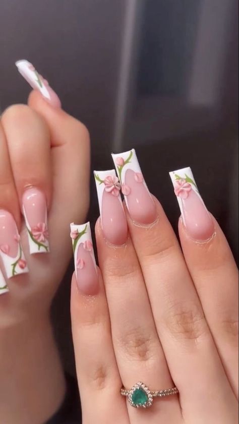 Spring Nail Set Ideas, Besame Mucho Nails, Jhene Aiko Nails, Bridgerton Nails Ideas, Mexican Style Nails, Nails Art Simple, Spring Nail Sets, Nail Art 2022, Design Nails Art