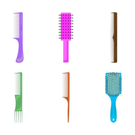 Set of hair brushes. Hair brushes. Plastic combs for hair, a set of brushes for styling hair. Free Hairstyles, Hair Clipart, Curl Your Hair, Hair Brush Set, Unique Hair, Hair Brushes, Styling Hair, Coloring Markers, Art Trends