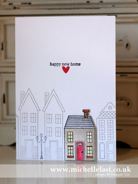 New Home card using Holiday Home from Stampin Up! - Stampin' Up! UK Top Demonstrator Housewarming Card, New Home Card, Happy New Home, Home Card, New Home Cards, Happy Home, House Of Cards, Card Tags, Creative Cards