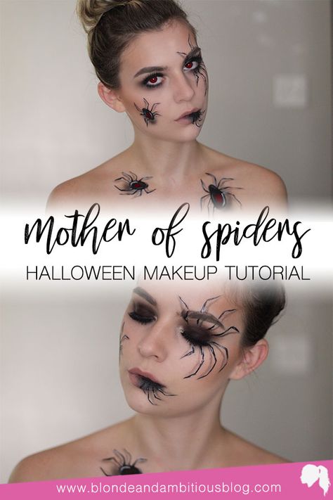 mother of spiders, spider tutorial, spider look, halloween look, halloween tutorial, spider makeup Spider Web Costume Women Diy, Spider Eye Tutorial, Spider Queen Halloween Costume, Spider Queen Costume Make Up, Spider Look Makeup, Women’s Spider Costume, Spider Lady Costume, Spider Halloween Costume Women, Diy Spider Costume Women