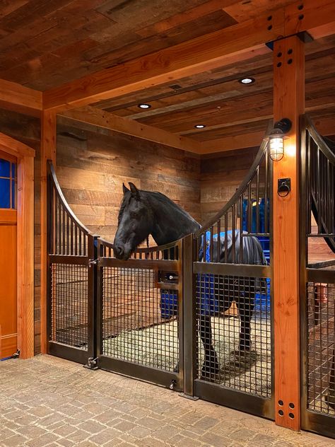 Farm Horses Stables, Horse Stable Design Ideas, Horses In Stables, Horse In Backyard, Horse Stable House, Pretty Horse Stables, Home Horse Stable, Horse Stables Interior, Horse Stables Aesthetic