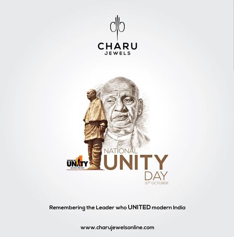 "Unity has enough power to defeat problems" National Unity Day  #CharuJewels #Jewels #NationalUnityDay #Unity #Jewellery #Diamonds #RealDiamonds #Trendy #Traditional #RealDiamondJewellery National Unity Day Creative Ads, Unity Day Poster, Bangle Storage Ideas In Wardrobe, Hair Poster Design, National Unity Day, Pencil Art Love, Sardar Patel, Simple Poster Design, Brick Bonds