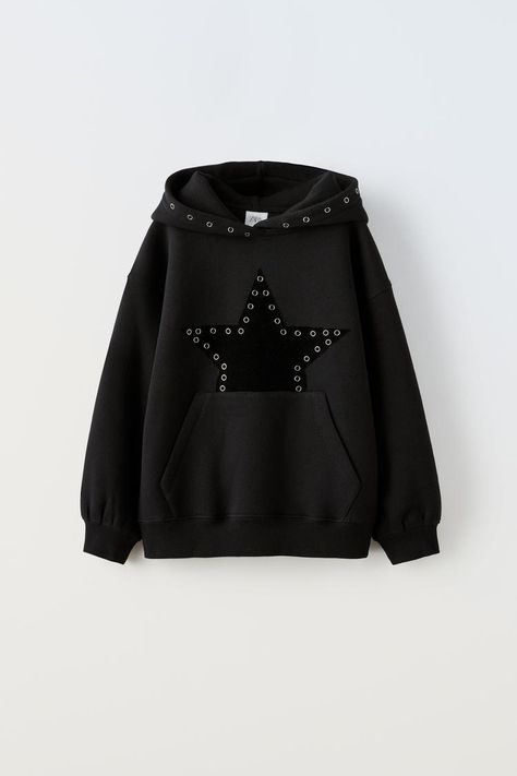 Sweatshirt for Girls | Explore our New Arrivals | ZARA United States Applique Hoodie, Applique Sweatshirt, Zara Girl, Round Neck Sweatshirts, Zara Kids, Girl Sweatshirts, Zara United States, Kids Sweatshirt, Star Shape