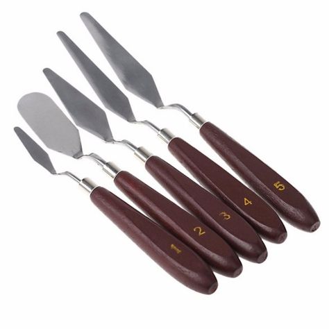 5-Piece Painting Knife Set Painting Knife, Knife Techniques, Stainless Steel Paint, Art Painting Supplies, Acrylic Pouring Art, Painting Accessories, Palette Knife Painting, Knife Painting, Stationery Craft