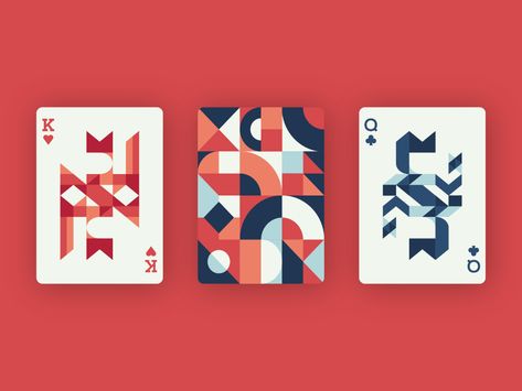 Playin Cards Design - Geometric and Abstract by Ruben Albrecht on Dribbble Creative Playing Cards Design, Themed Playing Cards, Geometric Card Design, Card Game Graphic Design, Poker Graphic Design, Playing Cards Design Graphics, Play Cards Design, Abstract Illustration Geometric, Deck Of Cards Design