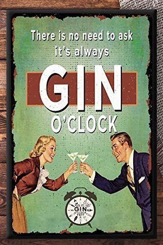 Gin O Clock, Gin Lovers, Gin Tonic, Metal Wall Sign, Gin And Tonic, Being A Landlord, Tin Signs, Gin, Wall Signs