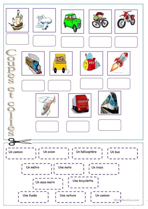 moyens de transport - Français Fle Fiches Pedagogiques French Classes, Learning French For Kids, French Worksheets, French Teaching Resources, Core French, French Expressions, Montessori Classroom, French Class, Classroom Behavior