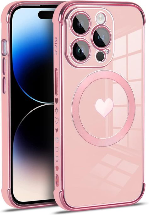 BANAILOA Cute Case for iPhone 14 Pro Max Case for Women,Compatible with MagSafe,Shockproof Protective Heart Case Girly Cover Comptible Wiht iPhone 14 Pro Max - 6.7 inch (Pink) Visit the BANAILOA Store 5.0 5.0 out of 5 stars 5 ratings -19% $12.99 Phone Cases For Pink Iphone 15, Cute Iphone Cases Aesthetic Pink, Pink Mobile Cover, Pink Heart Phone Case, Frozen Bedroom, Mac Case, Bff Photoshoot Poses, Pink Butterfly Phone Case, Pink Iphone Cases