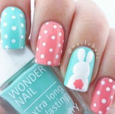 30 Easy Spring and Easter Nails You Can Do At Home Wonder Nails, Easter Nail Art Designs, Bunny Nails, Easter Nail Designs, Easter Nail Art, Nail Swag, Spring Nail Art, Easter Nails, Pink Nail