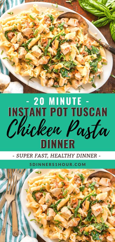 5 Dinners 1 Hour, 5 Dinners In 1 Hour Recipes, Super Fast Dinner, Instant Pot Tuscan Chicken Pasta, Instant Pot Tuscan Chicken, Prep Dinners, 5 Dinners, Instapot Meals, Recipe Inspirations