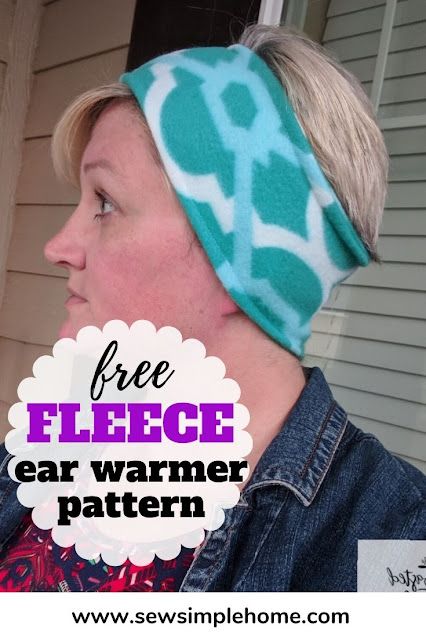 Easy Fleece Ear Warmer Pattern Fleece Headband Pattern Free, Easy Sew Headbands, Fleece Sewing Patterns, Headband Sewing Pattern, Fleece Diy, Headband Sewing, Fleece Hat Pattern, Ear Warmer Pattern, Sewing Headbands