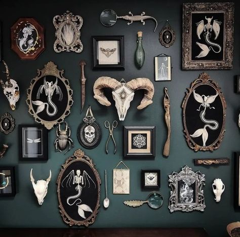 Artwork At Home, Oddities Decor, Dark Home Decor, Goth Home, Goth Home Decor, Dark Home, Goth Decor, Gothic Home, Gothic Decor