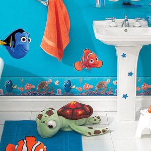 Disney - Nemo Room Appliques...this is really for anna to look at Finding Nemo Bathroom, Nemo Bathroom, Disney Themed Rooms, Disney Bathroom, Casa Disney, Kid Bathroom Decor, Girl Bathrooms, Baby Bathroom, Disney Rooms