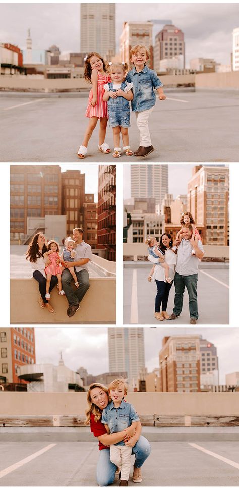 family photo shoot wardrobe inspiration, how to dress your family for photo shoot, must-have family photos, urban family downtown city skyline photos, Tessa Tillett Robbins Photography Family Pictures Urban Setting, Family Photo Shoot Downtown, Family Pics In The City, Family Pictures In Town, Down Town Family Photoshoot, City Skyline Family Photos, Family Photoshoot Parking Garage, Family Photos Downtown Picture Ideas, Family Photo Shoot City