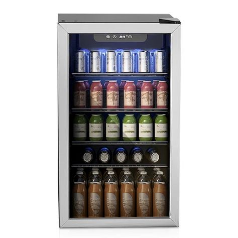 Simzlife 126 Cans 3.2 Cubic Feet Freestanding/Built-in Beverage Refrigerator with Glass Door Wine Cooler Fridge, Refrigerator Cooler, Beverage Fridge, Mini Refrigerator, Beverage Refrigerator, Beverage Center, Small Fridges, Stand Light, Bottle Storage