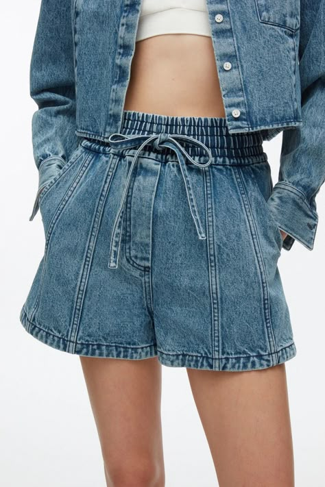 Denim Boxer Short – 3.1 Phillip Lim Denim Belt, Bermuda Short, Summer Denim, Short Denim, Casual Chic Outfit, Shorts Women, Short Jeans, Elastic Waist Shorts, Denim Short