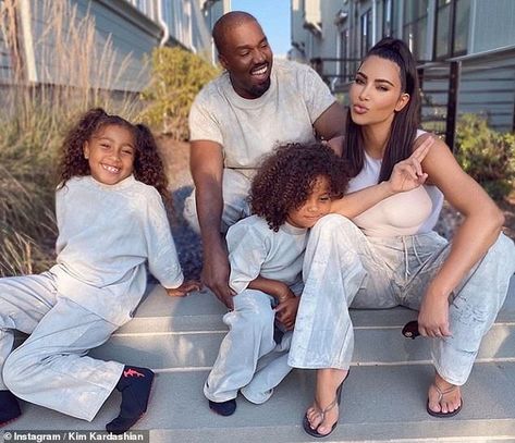 Kim Kardashian and husband Kanye West hint all is well in their marriage with family snap | Daily Mail Online Kanye West And Kim, Kim Kardashian Kanye West, Saint West, Rob Roy, Kim And Kanye, Robert Kardashian, Leandra Medine, Kim Kardashian And Kanye, Jenner Family