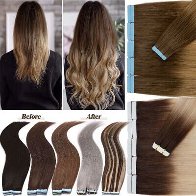 (eBay) #Ombre Thick Tape In Russian Real Remy Human Hair Extensions Skin Weft/Full Head Quality Hair Extensions, Remy Human Hair Extensions, Tape In Hair Extensions, Brown To Blonde, Styling Products, Remy Human Hair, Blonde Highlights, Human Hair Extensions, Hair Extensions