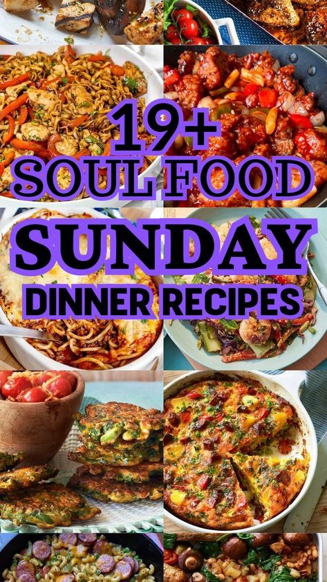 Delight in 19+ soul food Sunday dinner recipes that celebrate comfort, tradition, and the heart of Southern cooking, ideal for a cozy, satisfying meal with loved ones."

#SoulFood #ComfortFood #SundayDinner #SouthernCooking #DeliciousDishes #HeartyMeals #FamilyRecipes #Tradition #HomeCookedMeals #ComfortingFlavors Soul Food Meal Ideas, Traditional Southern Recipes, Southern Dinner Recipes Soul Food, Soul Food Christmas Dinner, Southern Meal Ideas For Dinner, Sunday Dinner Ideas Soul Food Southern, Soul Food Dinner Ideas Meals, Healthy Soul Food Recipes, Southern Dinner Ideas