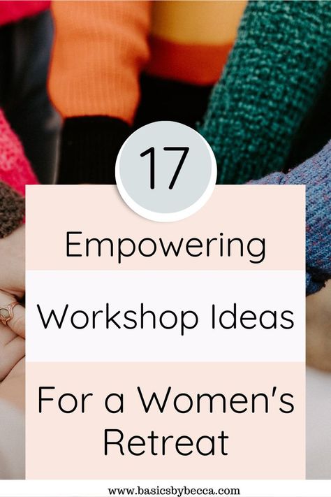 Elevate your women's retreat with empowering workshops! 🌺💪 Explore 17 enriching ideas designed to inspire and transform. From self-discovery to empowerment, these workshops create a nurturing experience for every woman. Dive into the article for a guide to planning an unforgettable retreat. #WomensRetreat #EmpoweringWorkshops #BasicsByBecca #RetreatPlanning #TransformativeExperience #EmpowerHer #NourishingRetreat #WomenEmpowermentWorkshops Retreat Planning, Women's Retreat, Workshop Ideas, Self Discovery, Every Woman