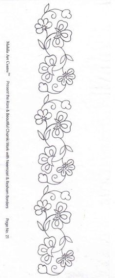 Flower Border F8A Embroidery Stitches Flowers, Bird Embroidery Pattern, Rose Embroidery Pattern, Mexican Pattern, Mexican Embroidery, Floral Embroidery Patterns, Border Embroidery Designs, Pola Sulam, Hand Embroidery Flowers