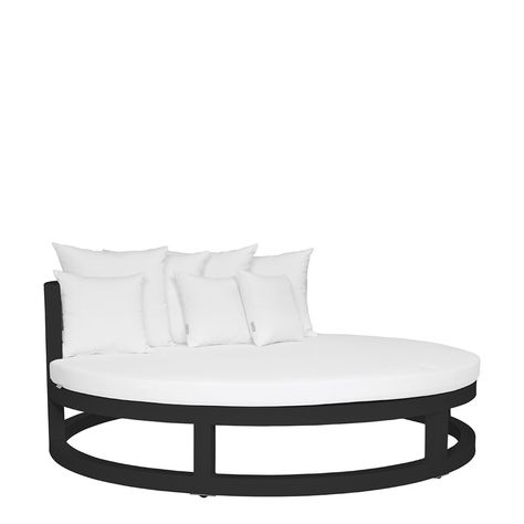 DUO DAYBED ROUND - JANUS et Cie Janus Et Cie, Mid Century Modern Bathroom, Retro Diner, Vintage Hollywood, Mid Century Design, Daybed, Modern Bathroom, Outdoor Spaces, Design Elements